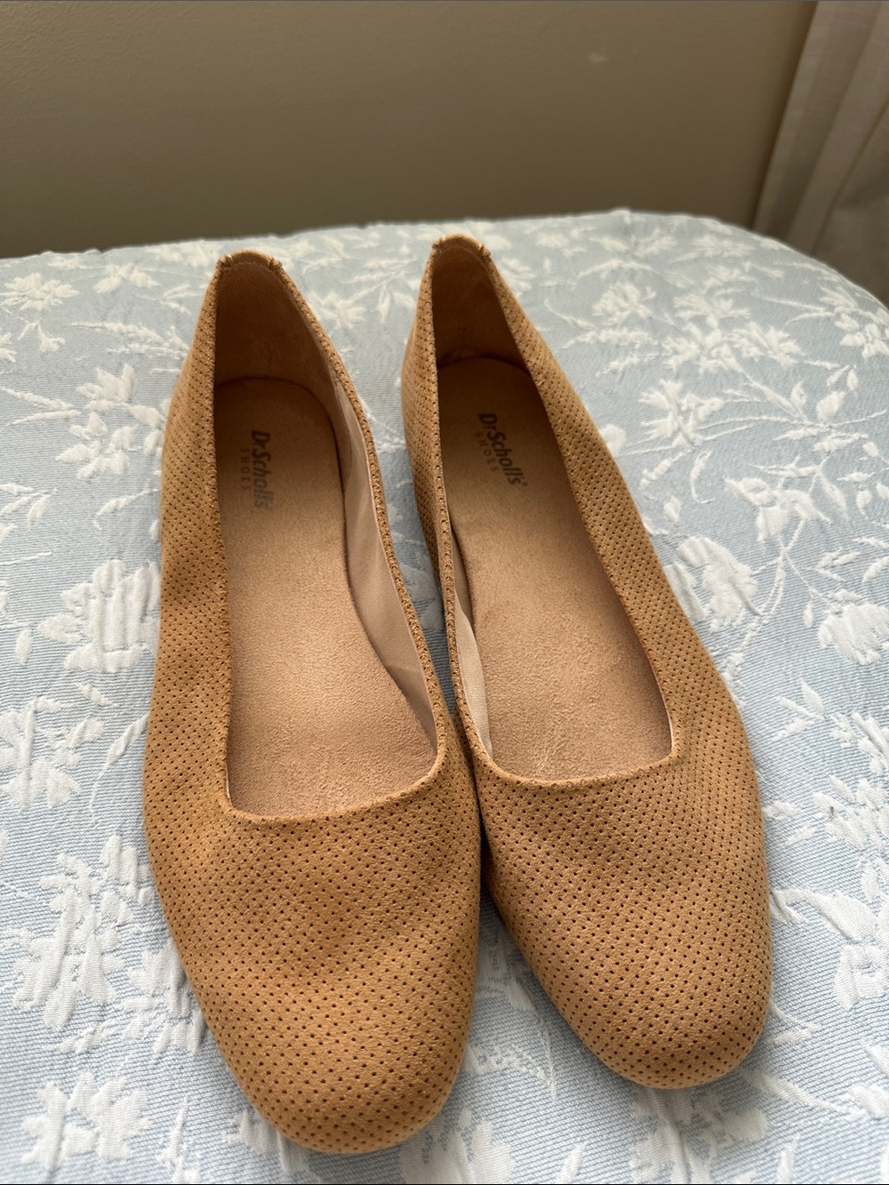 Dr. Scholl's Tan Perforated Slip-On Ballet Flats